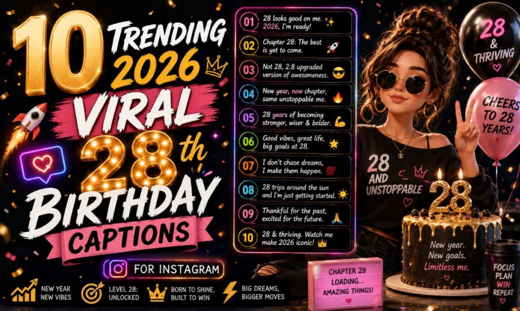 10 Trending 2026 Viral 28th Birthday Captions 🚀
