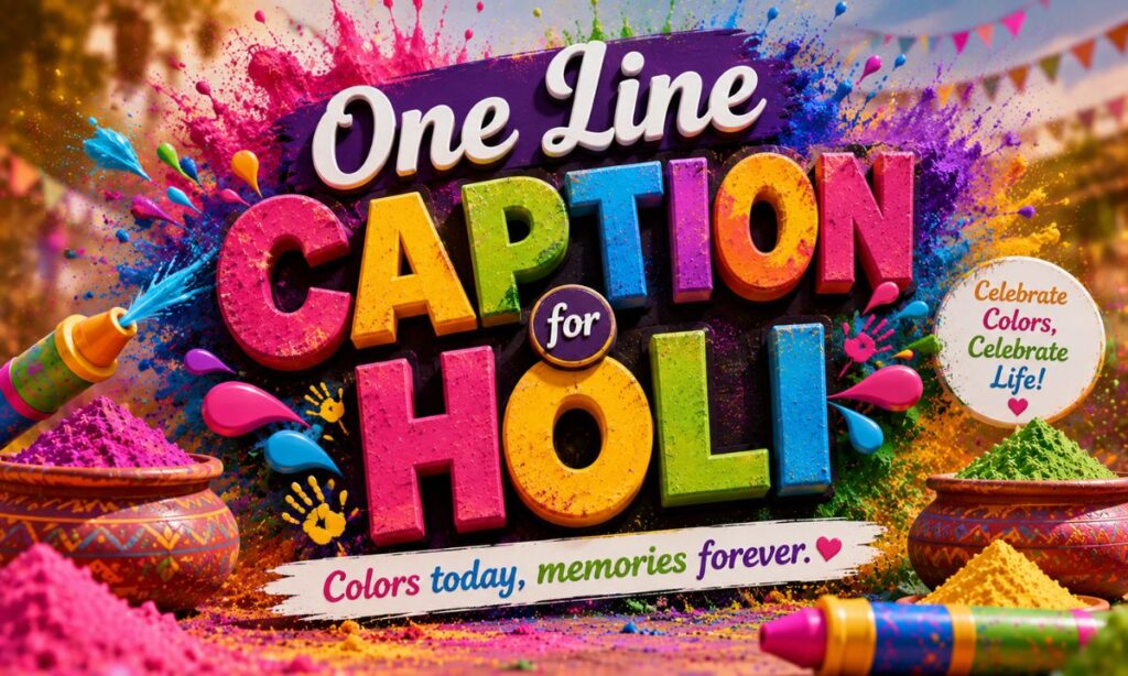 One Line Caption for Holi