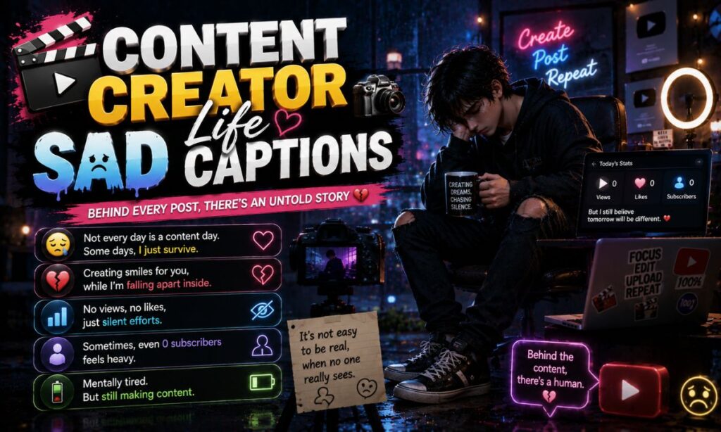Content Creator Life Sad Captions 🎥