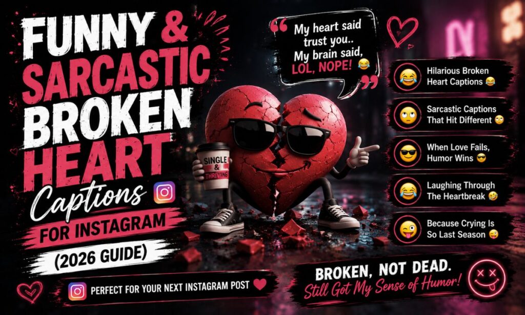 _Funny & Sarcastic Broken Heart Captions