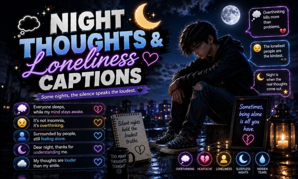 Night Thoughts & Loneliness Captions 🌙