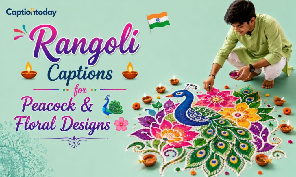 Rangoli Captions for Peacock & Floral Designs 🦚