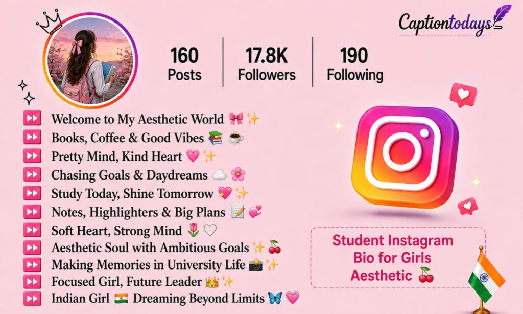 Student Instagram Bio for Girls Aesthetic 🍒