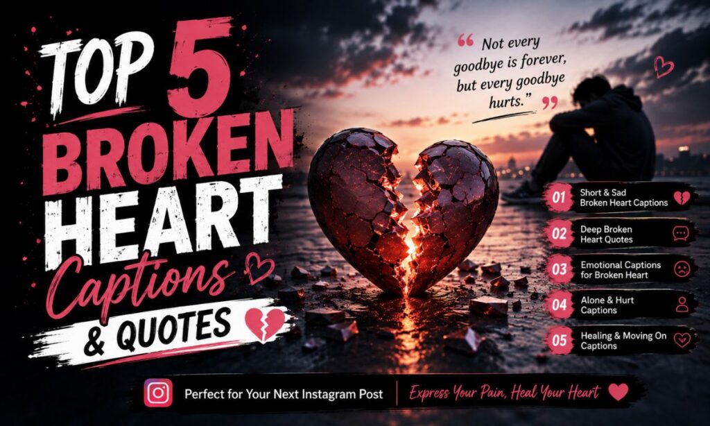 Top 5 Broken Heart Captions & Quotes