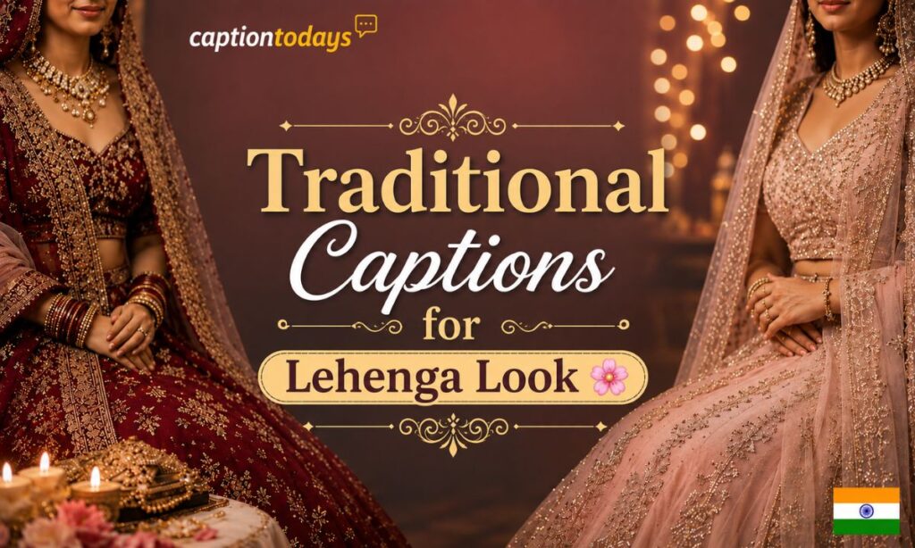 Traditional Captions for Lehenga Look 🌸