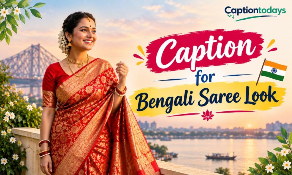 Caption for bengali saree look
