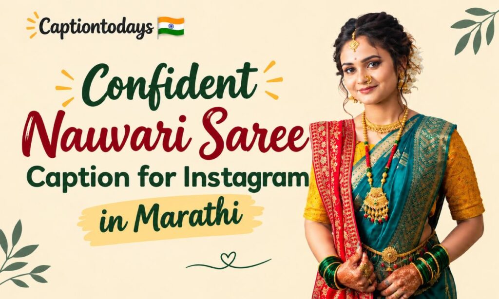 Confident Nauvari Saree Caption for Instagram in Marathi