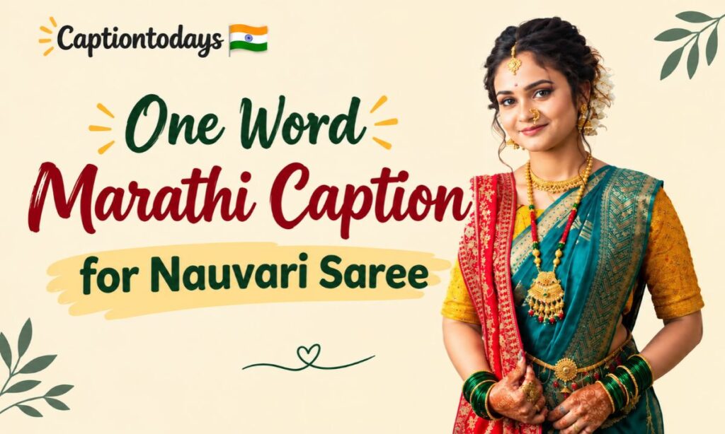 One Word Marathi Caption for Nauvari Saree